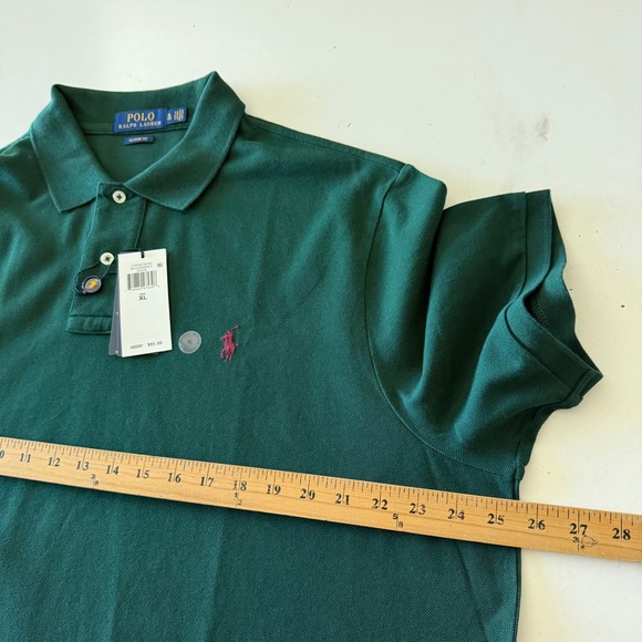 Polo Ralph Lauren Mens Classic Fit Mesh Polo Shirt Dark Green W/ Red Pony XL NWT - Picture 6 of 8